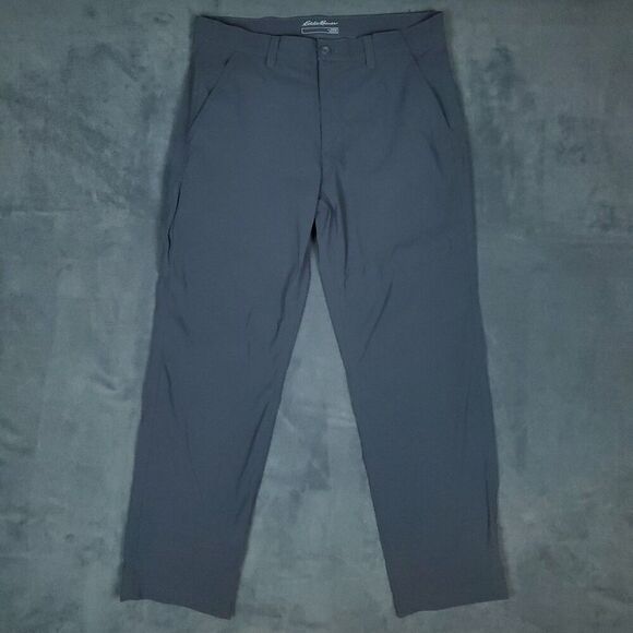Eddie Bauer Pants Mens 34x32 Gray Nylon Spandex Stretch Outdoor Travel Golf - Picture 1 of 14